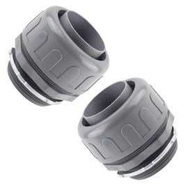 2Pack 2 Inch Conduit Connectors， Non-Metallic Liquid Tight Straight Electrical Conduit Connector Fitting, UL Listed