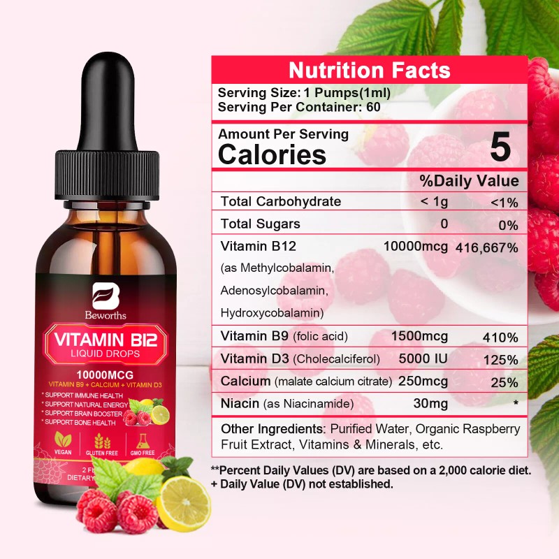 Extra Strength Vitamin B12 Liquid Vit B 12 Drops Energy
