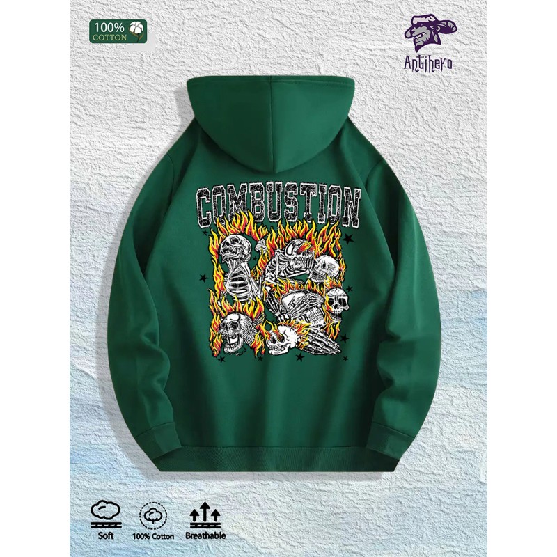 Antihero Combustion Graphic Hoodie 100% Cotton US Warehouse 7 ColorsColor:
