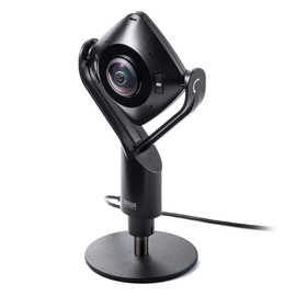 Sanwa Direct 400-CAM084 360 Degree Webcam with Noise Reducing Microphone, 2 Megapixels, Zoom Skype Teams Compatible, Angle and Height Adjustment, Tripod Compatible, Cable 9.8 ft (3 m)
