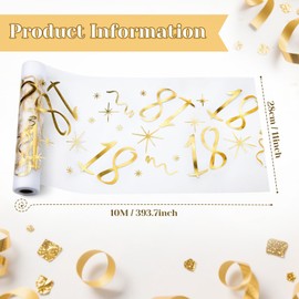 Table Runner for 18th Birthday, Table Decoration Birthday 28 cm x 10 m, Table Runner Gold Roll, Decoration 18th Birthday Girl Boy, Table Runner Tablecloth Birthday, 18th Birthday Decoration, Party