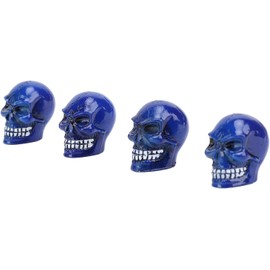 Tapas de Vástago de Válvula de Calavera, Neumáticos de Rueda de Coche Azules, Universal, Personaliza el Acento del Vehículo, Metal ABS