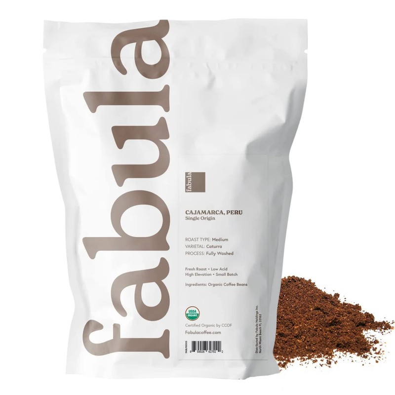 Fabula Low Acid Coffee, USDA Organic Ground Coffee Medium Roast