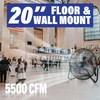 iLIVING 20 Inch Heavy Duty Floor & Wall Mount Fan