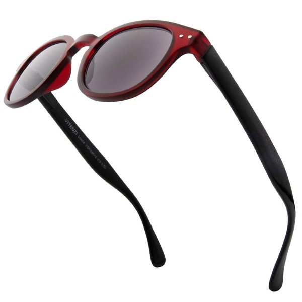 VITENZI - Gafas de sol para lector, diseño vintage, color burdeos