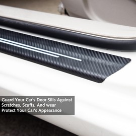 4 Pcs Car Door Sill Protector, Car Bumper Protector, Paste Type Car Sill Protectors Strips Cover Panel Step Protector, Welcome Pedal Protector Cover