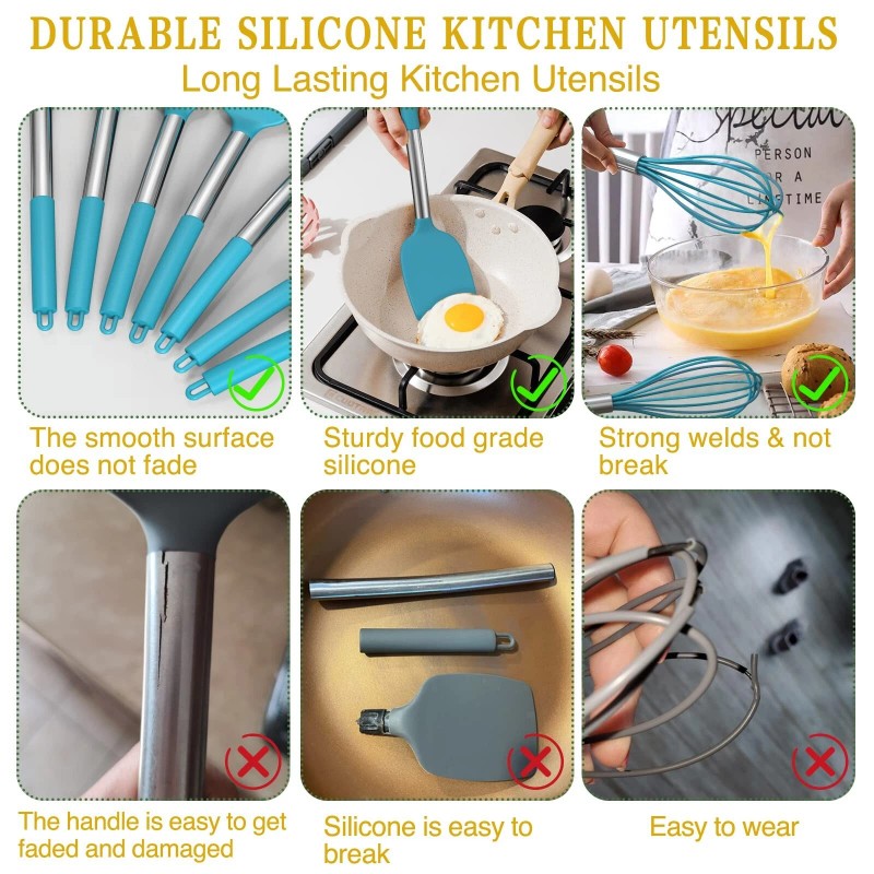 Umite Chef 15 Pcs Silicone Cooking Utensils Kitchen Utensil Set