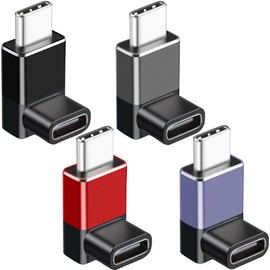 tunghey 4Pack Right Angle USB C to USB C Adapter 240W, 90 Degree USB C Adapter 40Gbps, 8K USB C Male to USB C Female Type C Extender Adapter for IP-ad,Thund-erbolt/ USB4 (l Sharp)
