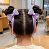 【2 個セット】子供用 蝶々リボン ヘアゴム パープル 可愛い サテンリボン キッズ ヘアアクセサリー 滑り止め