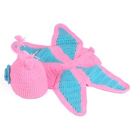 Jicyor Newborn Baby Crochet Knit Costume Lovely Photography Props Outfits for Girl Boy (Pink)