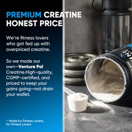 Venture Pal Micronized Creatine Monohydrate Powder – Unflavored Creatine for Women & Men, Creatina Monohidratada en Polvo