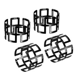 uxcell Metal Napkin Rings Set of 4, Hollow Out Napkin Ring Holder Buckle for Dining Table Decorations Wedding Birthday Holiday Party, Black