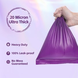 Watreeco 270 Count Scented Dog Poop Bags Rolls, 20 Micron Ultra Thick, Heavy Duty Tear Resistant Leak Proof for Yuck-Free Cleanup, Includes Dispenser & Leash Clip, 9 x 13 Inch, Duty Doodle (Purple)