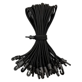 Pack of 16 Elastic Straps with Hooks, Multifunctional Expander Rope with Hooks, 26 cm, Retractable Loose, Tarpaulin Tensioners for Camping Tarpaulins, Trailer Tarpaulins, Pool Covers (Black)