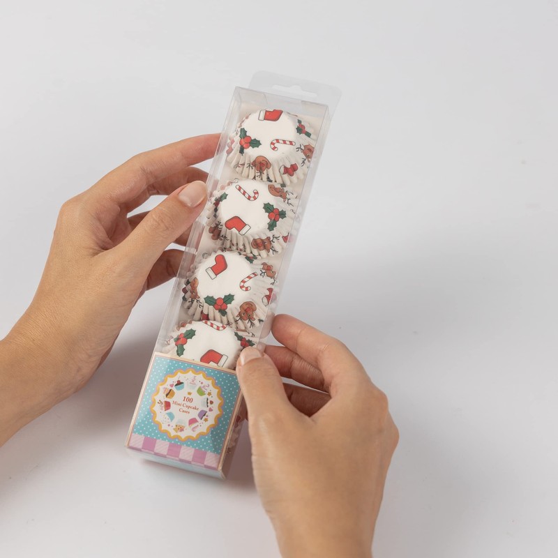 100pcs of Christmas Cupcake Cases with Cute Reindeer Printed Design
