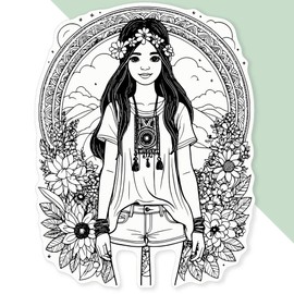 Extra Large 460mm 'Hippie Fashion' Permanent Sticker Decal for Cars/Windows/Bins/Walls (DW00125299)