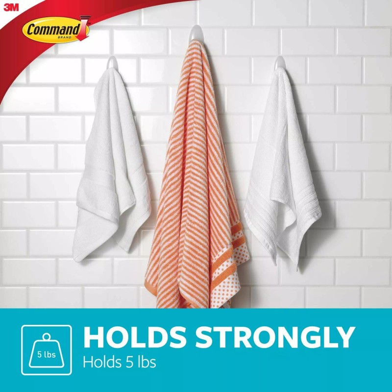 Command BATH17-ES-E 051141958392 Towel, Clear Frosted, 1-Hook, 1-Large...
