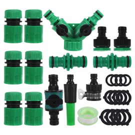 Garden Hose Connector Kit Garden Pipe Fittings Kit Quick Connector for HosePipe:Y-Hose Splitter,Hose Repair Connectors,Nozzle,HoseQuick Connect,Male Threaded Adapter,Male and Female Connectors,15Pc