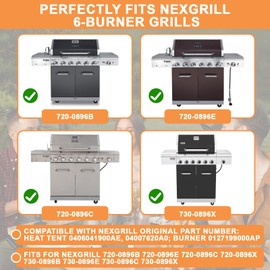 Replacement Parts for Nexgrill Deluxe 6 Burner 720-0896B 720-0896X 720-0896E 720-0896C Gas Grills, Heat Plate Shield, Cooking Grates, Burner & Igniter Kit for Nexgrill Grill Replacement Parts 6 Burner