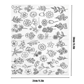 Forlush Floral template, wild flower stencils, embroidery film, water-soluble for embroidery beginners and craft lovers