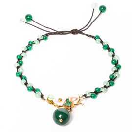 Conscious Items Financial Success Anklet - Jade Bracelet Anklet for Woman - Jade, Agate & Pearl - Jade Jewelry