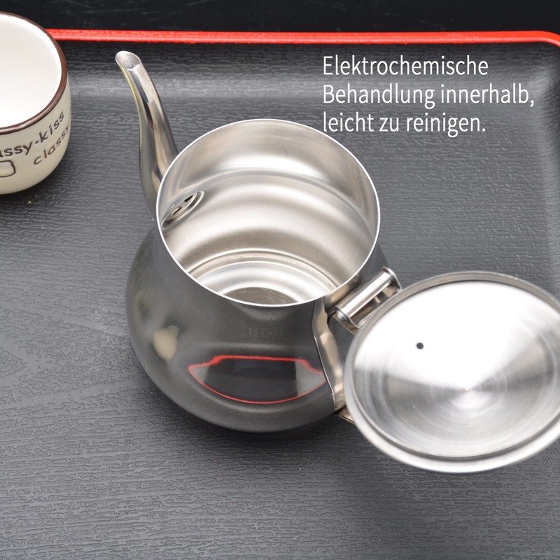 SANQIAHOME Small Stainless Steel Teapot (Silver, 360ml)