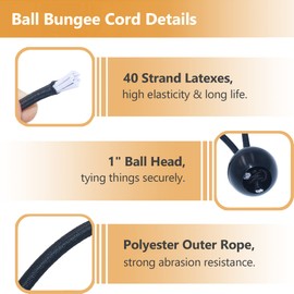 HomWanna Bungee Balls Cords 25Pcs - 4 inch Black Flag Bungees Ties, Heavy Duty Tarp Banner Marquee Canopy Elastic Tie Down Straps for Telescopic Flag Pole Camping Tent Tarpaulin Cargo, UV Resistant