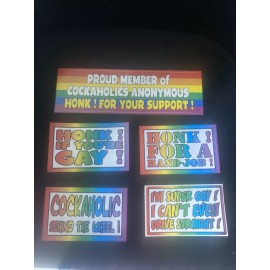 5 Piece Gay Prank Bumper Stickers  Decals Free Gift
