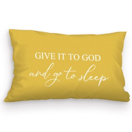 kdqua Give It to God and Go to Sleep, Decorative Pillows for Bed Bedroom, Christian Prayer Room Decor, Dark Yellow Christian Bible Pillow Covers 12x20, Sleep Themed Pillow Case Cushion Cover
