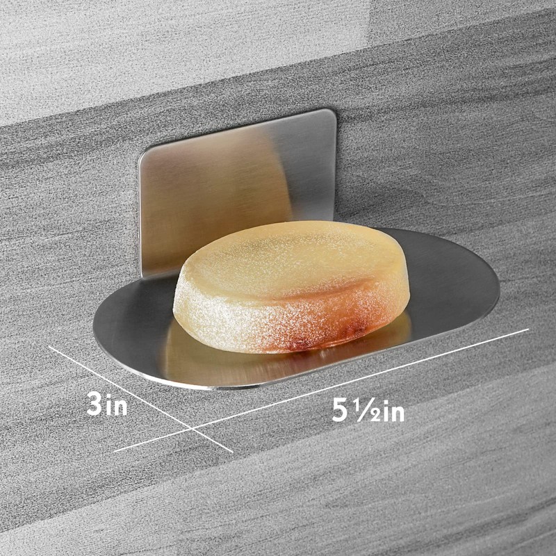 Soap Dish for Shower, 3 Slot Self-Adhesive Soap Holder for