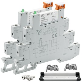 ZJWZJH (2 Pcs) Electromechanical Relays 6Amp Miniature 24VDC 24V AC HF41F/24-ZS 1NO 1NC SPDT with Socket Base Screw Terminal, with DIN Rail, UL/VDE Certification