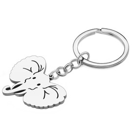 SHIGIE Stainless Steel Cute African Elephant Keychain Car Wallet Key Ring Cartoon Wild Animals Jewellery For Women Funny Gifts (Silver-plated)