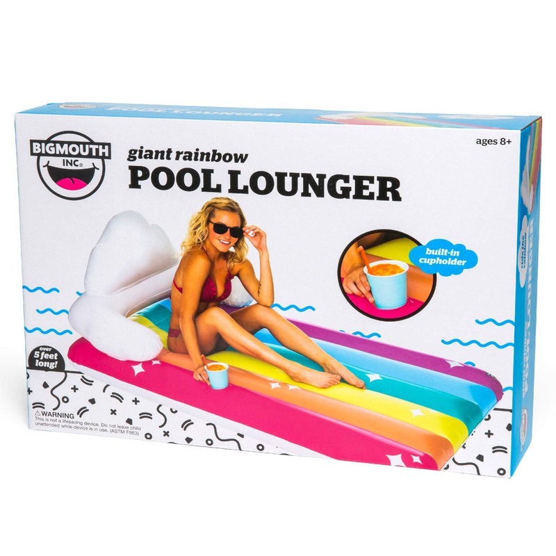 BigMouth Inc. Giant Rainbow Lounge Pool Float, Thick Vinyl Raft,
