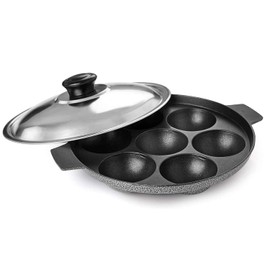 G & D GD Appam Pan Non Stick Appam Patra Appam Maker 7 Pits Appam Maker Appam Pan Patra Non Stick Appam with Stainless Steel Lid
