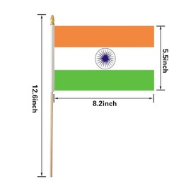 India Stick Flag, Indian Small Mini Hand Held Flags, Small India Flag 5x8 Inch,12 Pack, Party Decorations Supplies for Parades,World Cup,Festival Events