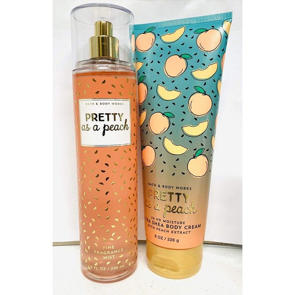 Bath & Body Works ~ Signature Collection ~ Pretty as a Peach~ Gift Set~ Fine Fragrance Mist & Ultra Shea Body Cream