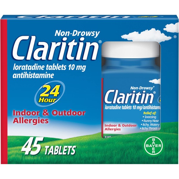 Claritin 24 Hour Allergy Relief Tablets, 10 mg, 45 tabs by Claritin (Pack of 3)
