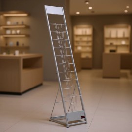 Portable Silver Metal 10 Pocket Brochure Display Rack Floor Standing Magazine Literature Stand Newspaper Catalog HolderNumber of Pockets: 10 Pockets