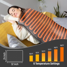 24''x33'' XXXL Heating Pad for Neck/Shoulder/Muscle Pain - 6 Heat Settings, 4 Timer Modes, Moist Dry Heat Options, Auto Shut Off