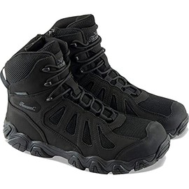 Thorogood Crosstrex 6” Waterproof Tactical Boots For Men - Premium Lightweight Breathable Leather Side-Zip Hiker, Slip-Resistant Police Boots with BBP Protection, Black/Grey - 11 M US