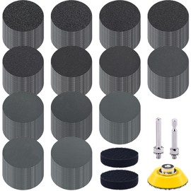SIQUK Pack of 260 Velcro Sanding Discs 50 mm with 1/4 Inch Shank Wet Dry Sandpaper Round Sanding Pads Grit 60-5000 Sandpaper for Car Polishing Wood Metal