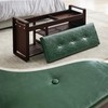 Nnewvante 37.4 inch Shoe Bench with Green Leather Cushion, 3-Tier