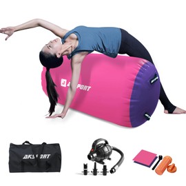 AKSPORT Air Roller Gymnastics Air Barrel for Backbends and Back Handsprings Exercise Training with Electric Air Pump for Home Use/Yoga/Cheerleading/Tumbling/Back Walkovers