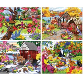 Bits and Pieces – 4-in-1 Multi-Pack Jigsaw Puzzles for Adults – 500 Piece Puzzle Set by Nancy Wernersbach – Also Available in 300 Piece Variant – Each 16" x 20" (Pack of 4 500 Piece Puzzles)