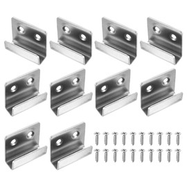 sourcing map 10 Pcs Stainless Steel Tile Hanger, Tile Display Wall Hanger Mounting Bracket Wall Mounted Hook Fastener Bracket for Mirrors Picture Frames, Silver (Inner Width 10mm)