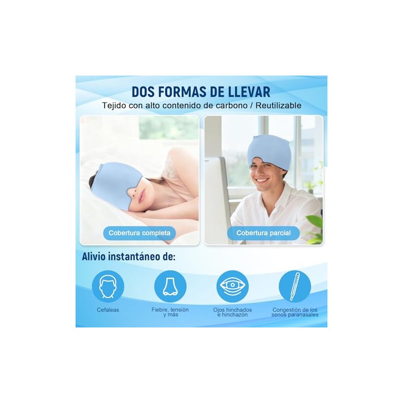 Gorro Migraña Envoltura Hielo Dolores Cabeza Ojos Hinchados