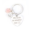 OBEISN Elegant Stainless Steel Keyring with Heart and Flower Pendant,