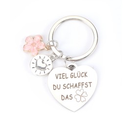 OBEISN Elegant Stainless Steel Keyring with Heart and Flower Pendant, Gift for Women, Good Friends and Sisters, Small Gifts and Friendship Gifts, Gifts for Women, silver