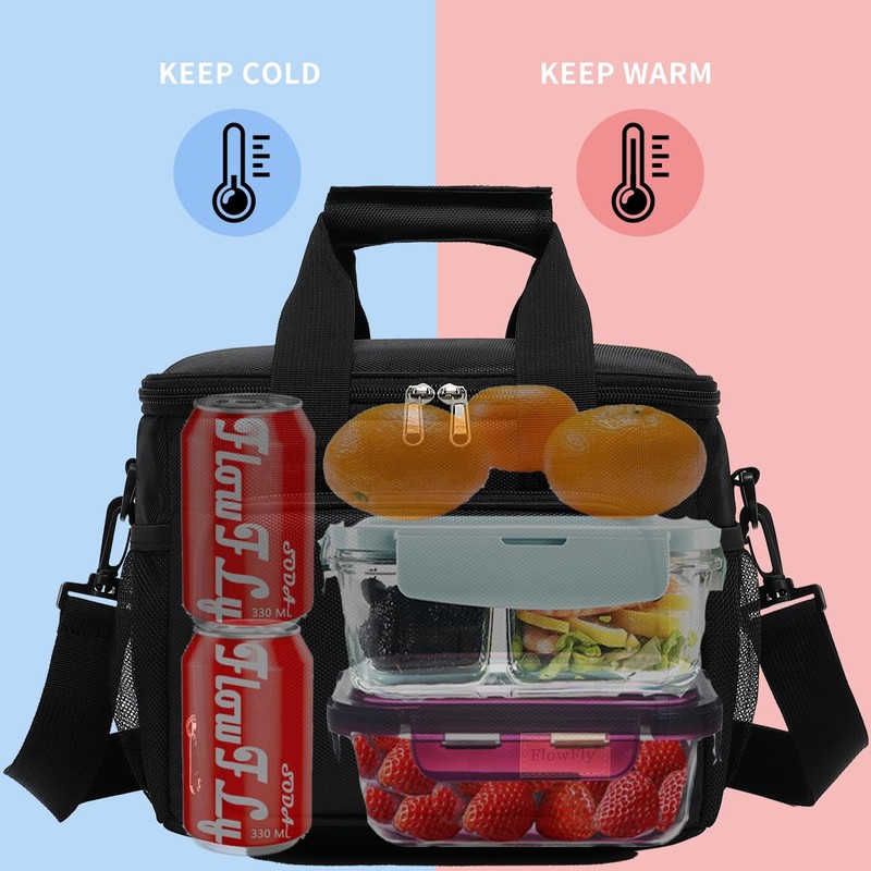 FlowFly Insulated Lunch Bag Adult Lunch Box Large Cooler Tote