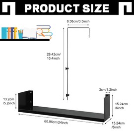 Lineshading Office Cubicle Shelf 24" Cubicle Storage Organizer Hanging File Organizer Cubicle Hanging Shelf Cubicle Accessories Storage Organizer Bookshelf with Cubicle Hooks for Home Desk, Black